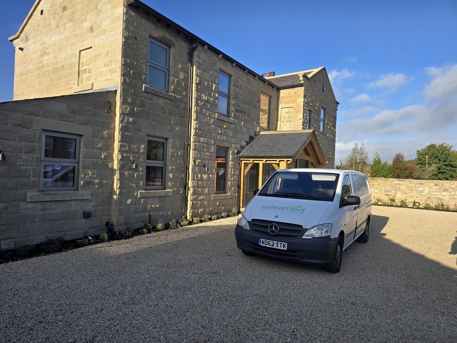 End of tenancy clean — van outside a converted stone barn