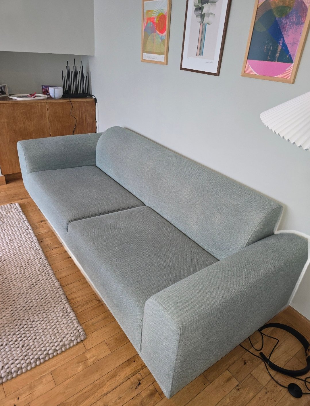 Clean grey fabric sofa in a Horsforth home after upholstery cleaning